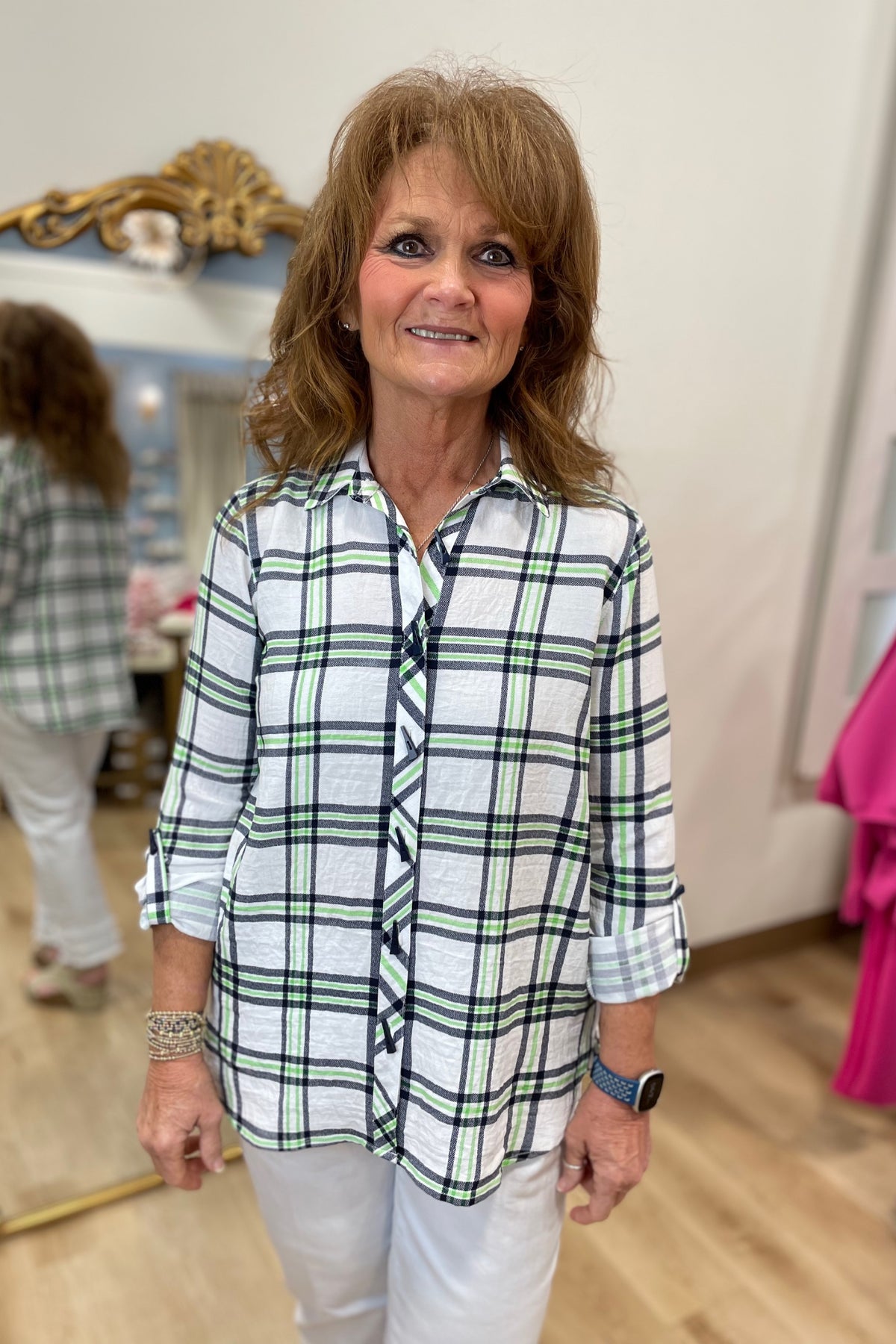 Multiples Button Front Hi Lo Top Multi