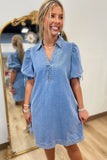 Dreaming in Denim Puff Sleeve Dress