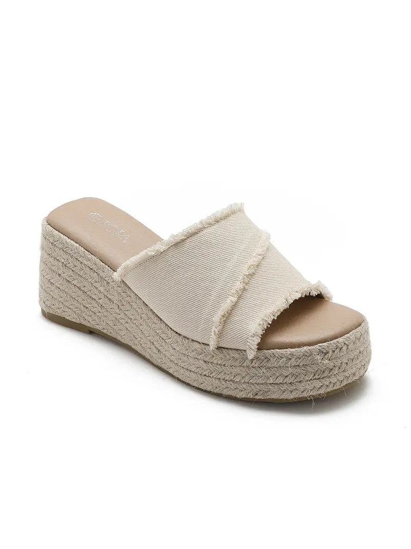 Wedge Espadrille Sandals Beige