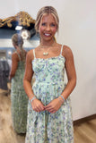 Evergreen Elegance Detachable Straps Ruffled Dress