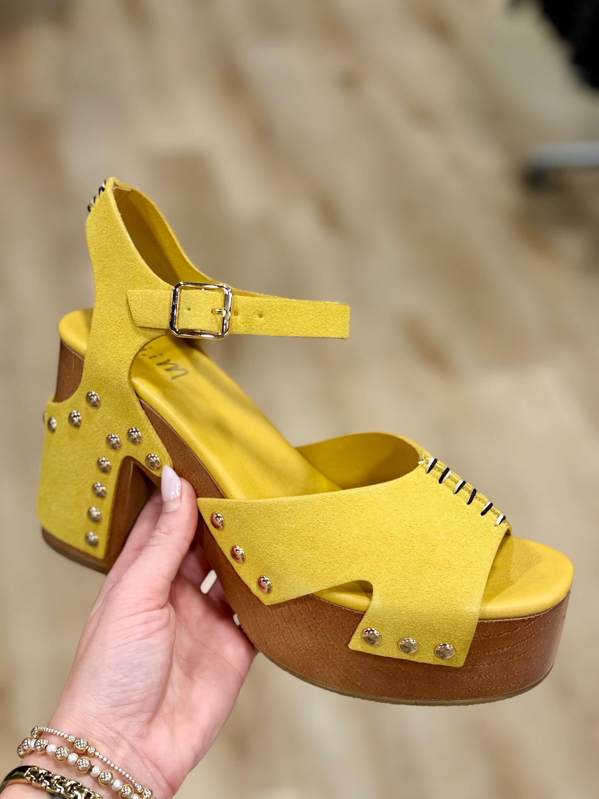 Rebel Front Stitch Platform Heel Yellow
