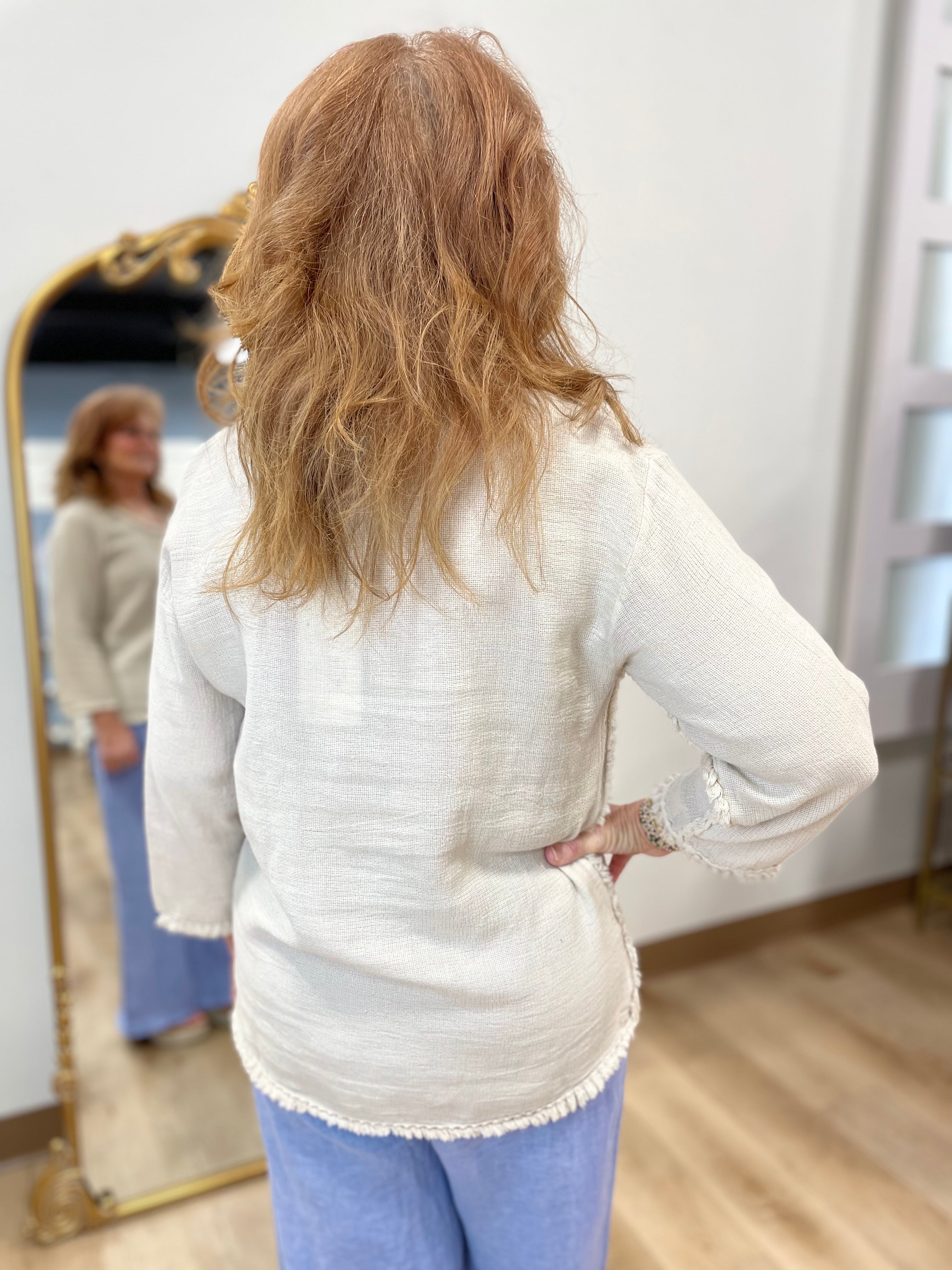 Tempo Paris Linen Edge Tee Beige