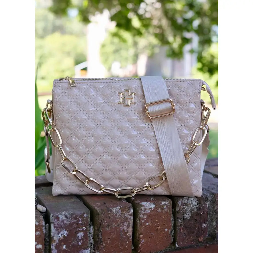 Caroline Hill Ariana Crossbody Nude Patent SQ
