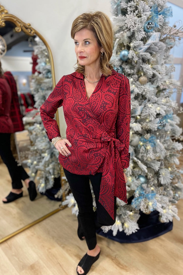 Foxcroft Salina Paisley Jacquard Blouse