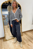Call Me Crochet Knitted Cardigan Black/White