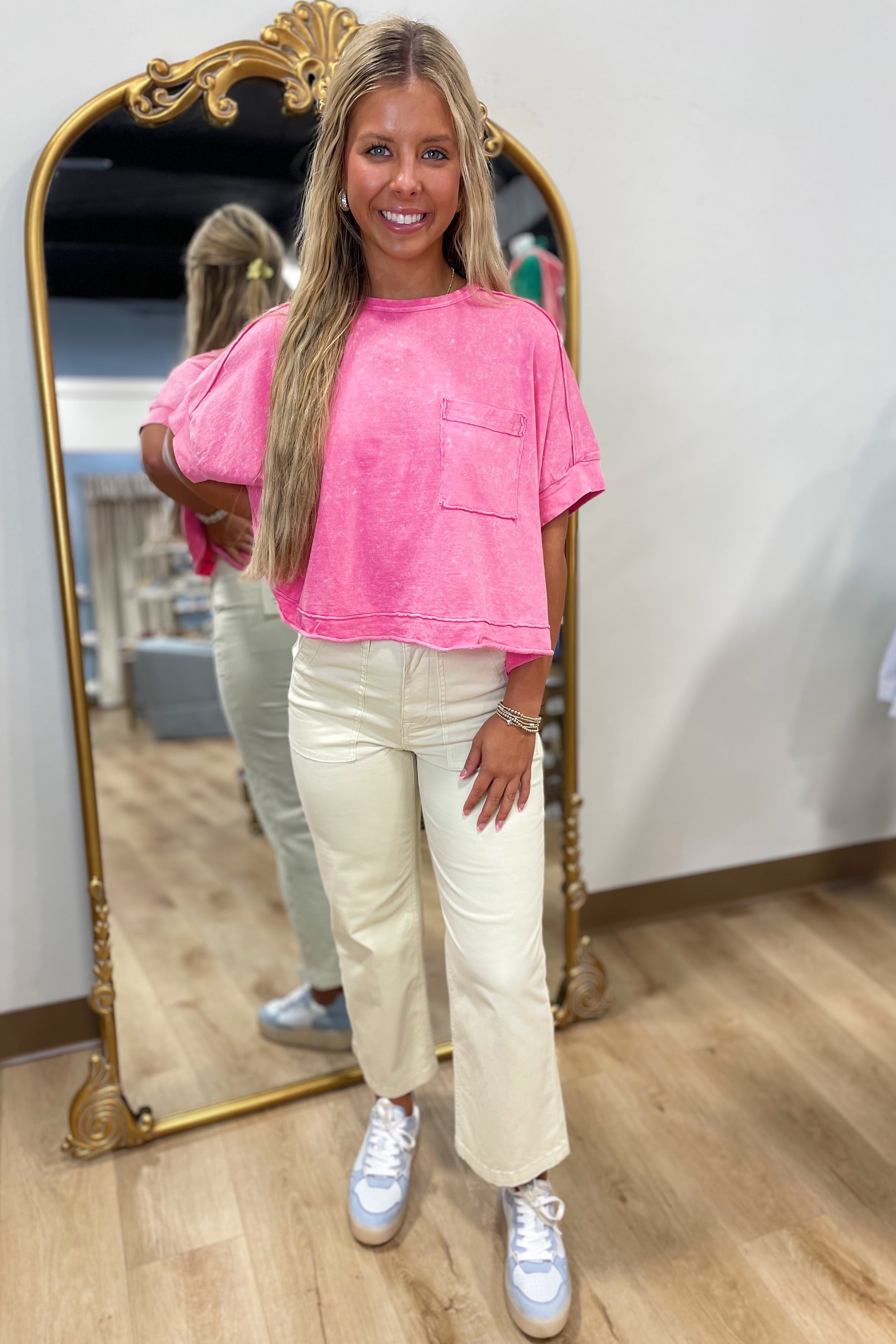 Easy Does It Pocket Tee Pink