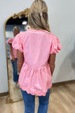 Sweet Bow Scallop Blouse Pink