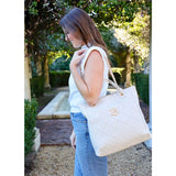 Caroline Hill Kinzley Tote Cream Quilted LD