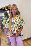 Bold Floral Blouse Lemon Green