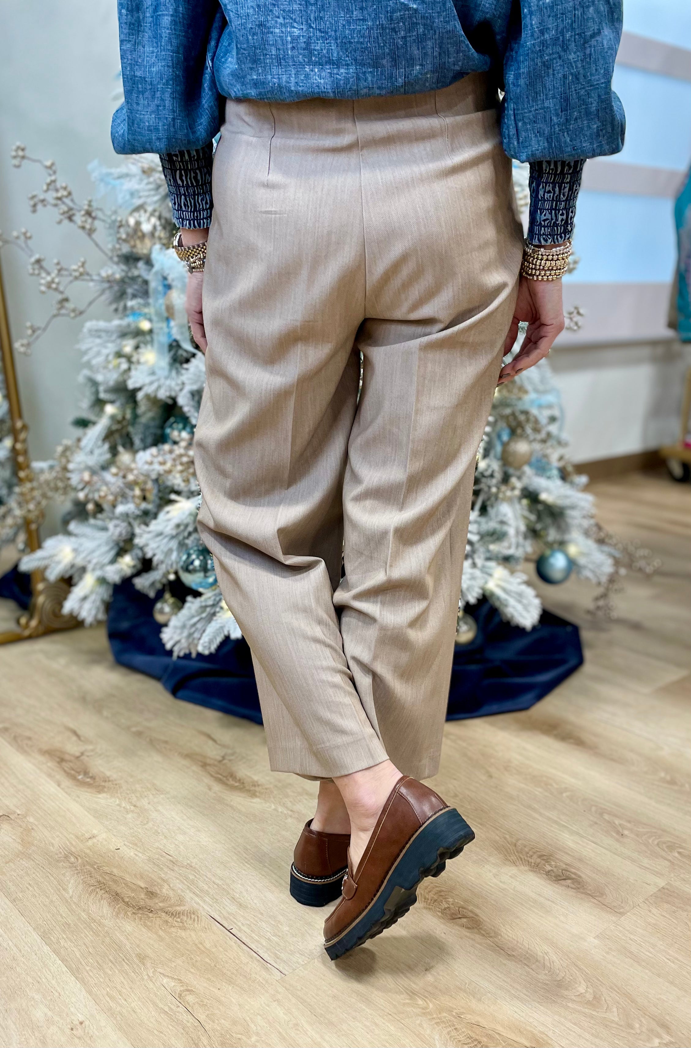 Charlie B Pant w Side Zipper & Wide Leg Truffle