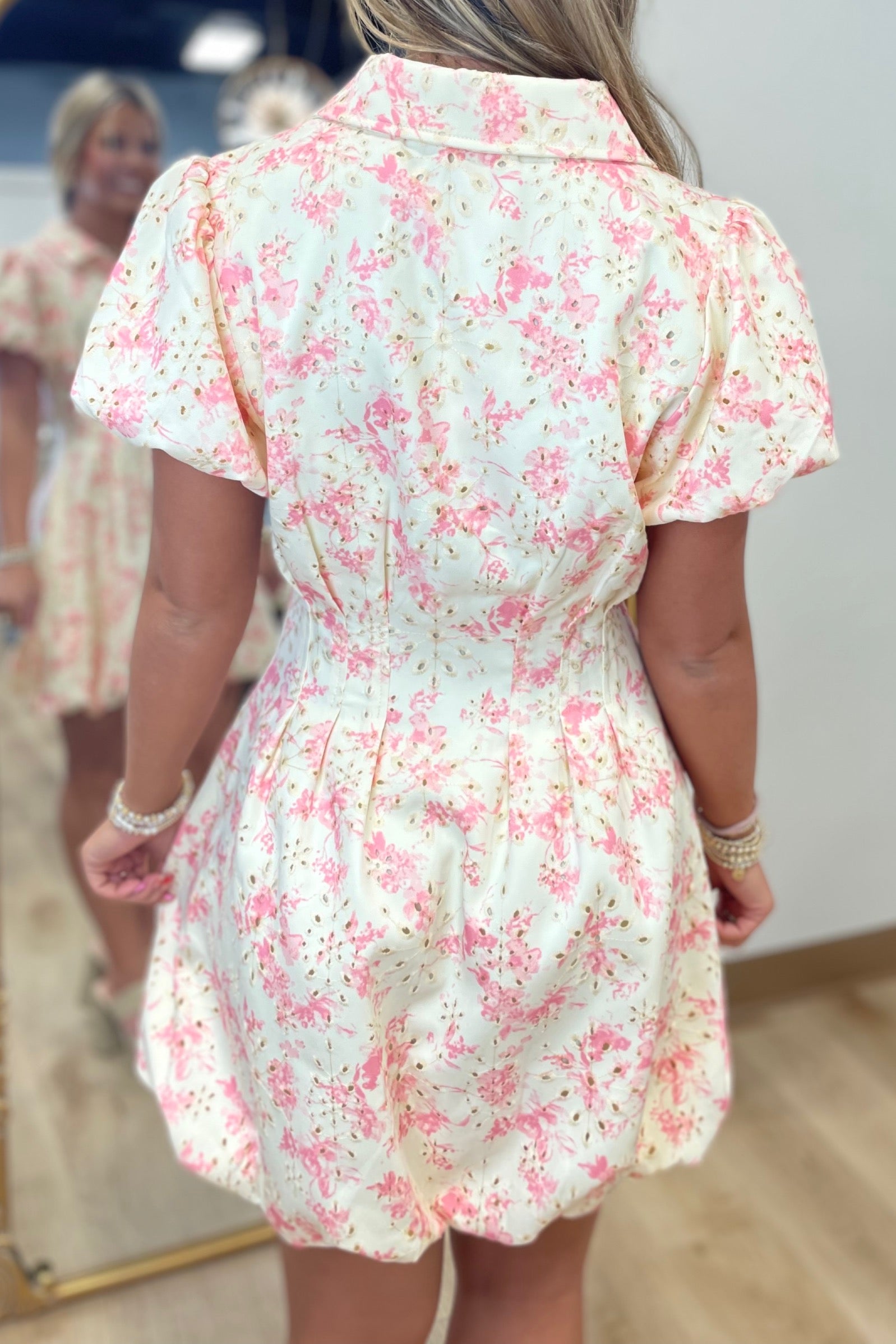 Alexandria Fit & Flare Dress Floral Eyelet