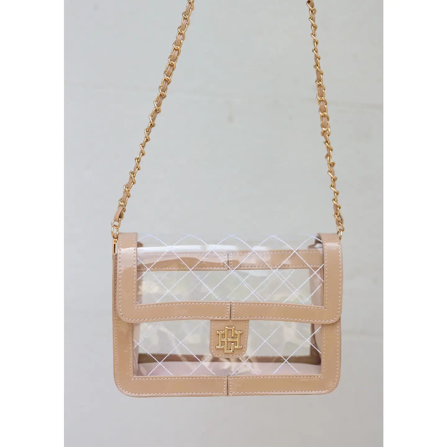 Quinn Quilted Clear Bag Nude Patent