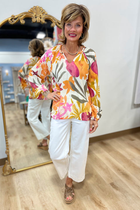 Charlie B Popover Blouse Bouquet
