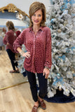 Umgee Velvet Burnout Blouse Rosewood