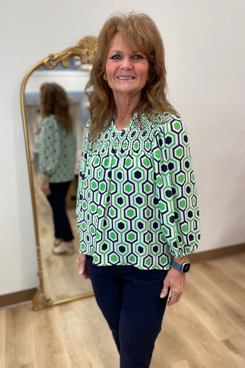 Multiples Elastic Shirred Front Top Multi