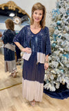 Tempo Paris Frosted Glam Sequin Jacket Navy/Tan