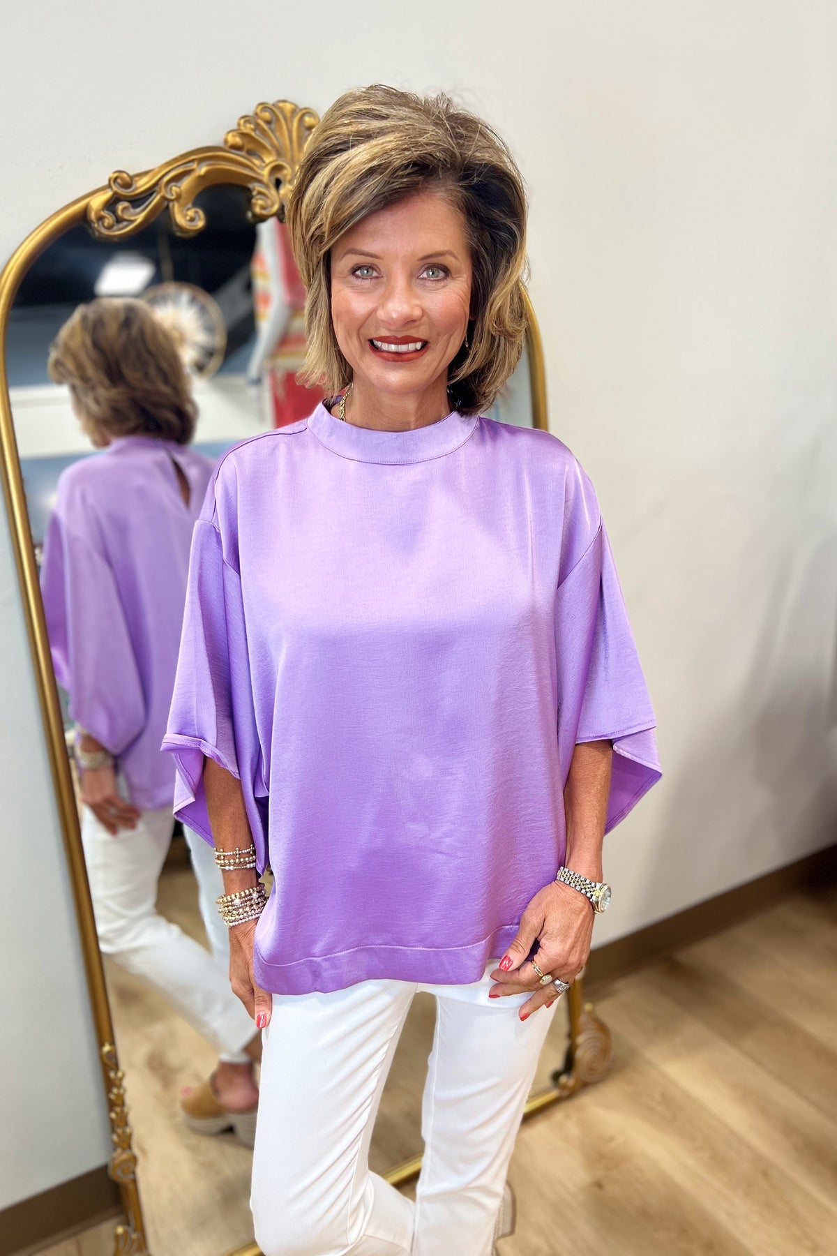 Madeline Mock Neck Top Lavender