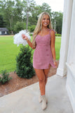 First Down Denim Romper Dress Maroon