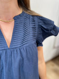 Ocean Night Pintuck Detail Dress Navy