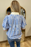 Art Deco Dream Print Top Blue