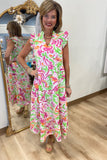 Mud Pie Adair Tiered Maxi Dress Pink