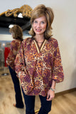 Umgee Animal Print Blouse Latte
