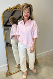 Easy Breezy Striped Blouse Pink