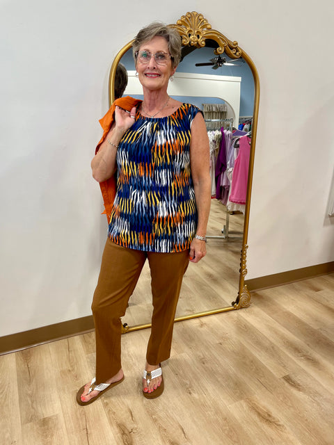 Multiples Pull On Ankle Pant Bark