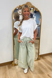 Tyler Mineral Washed Palazzo Pants Olive