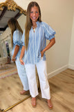 A+ Style Blouse Blue Check