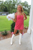 First Down Denim Romper Dress Red