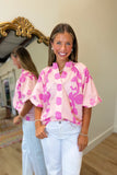 Homeroom Charm Umgee Blouse Pink Print