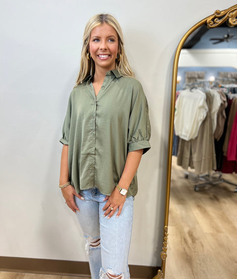 Capella Puffy Half Sleeve Top Olive