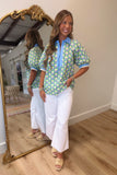 Simple Season 1/2 Zip Blouse Blue
