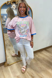 PUFF Free Bird World Tour Graphic Ringer Tee Royal Pink