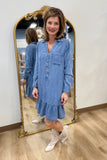 Brandy Long Sleeve Tencel Dress Blue