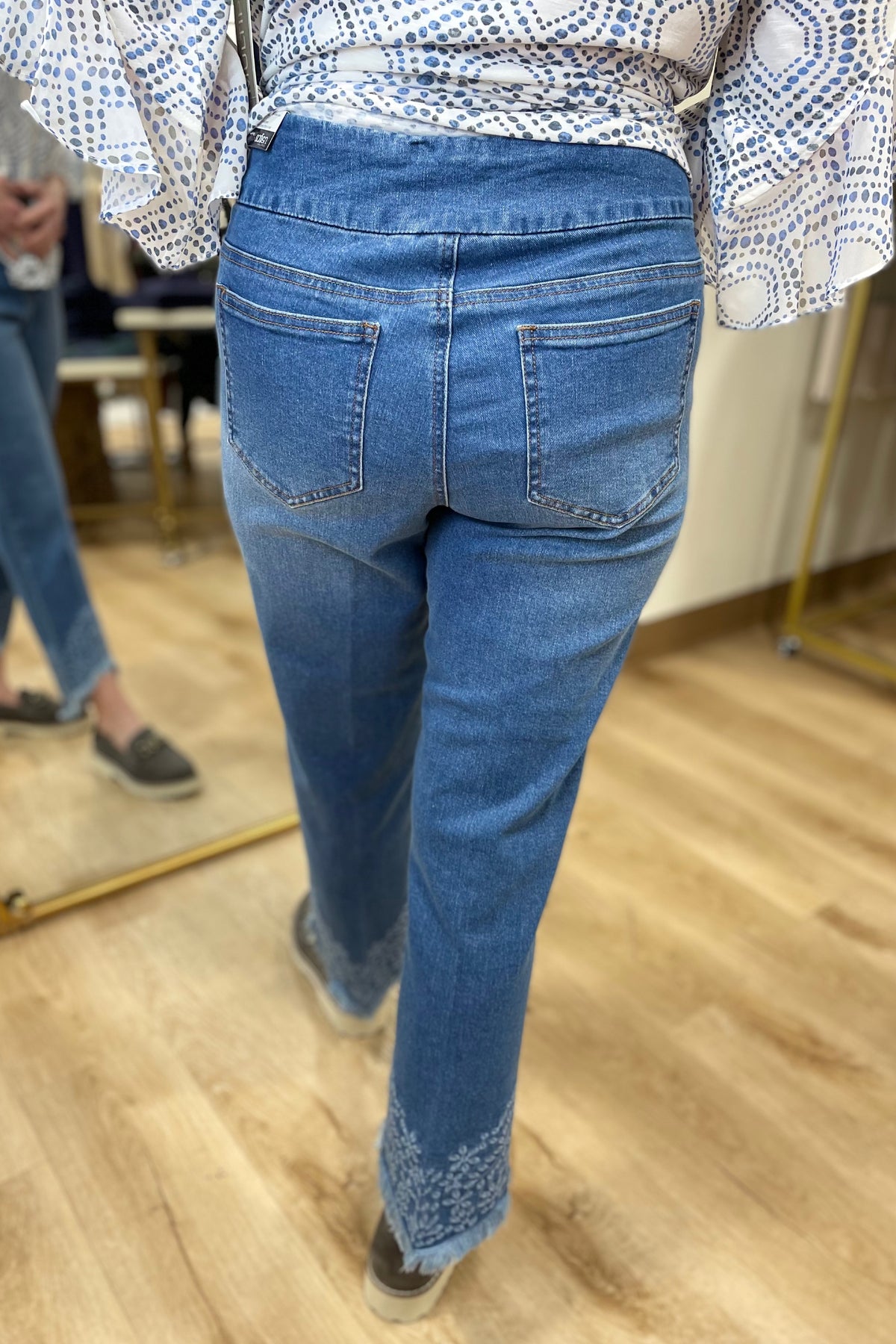Multiples Embroidered Hem Jean