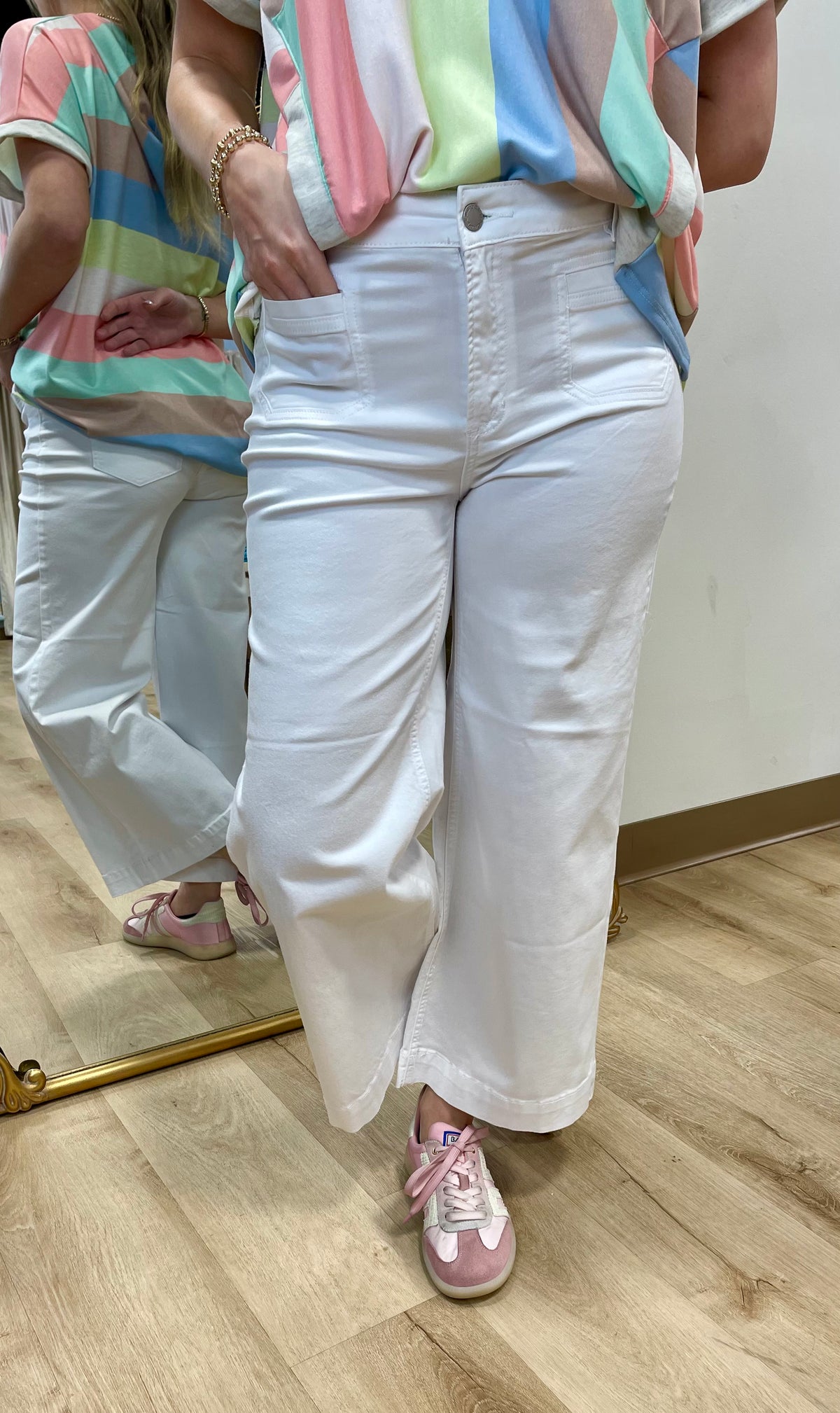 Charlie B Crop Flare Pant White
