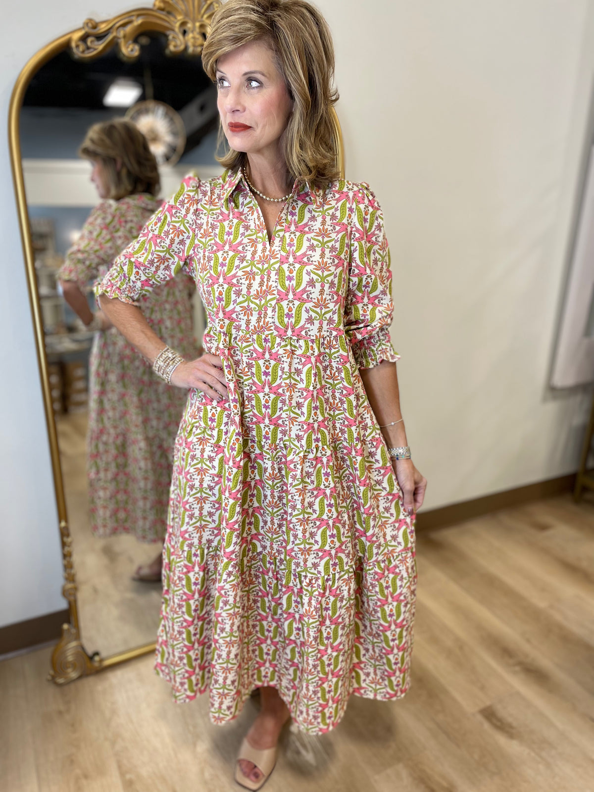 Mary Square Tamryn Floral Dress Coral