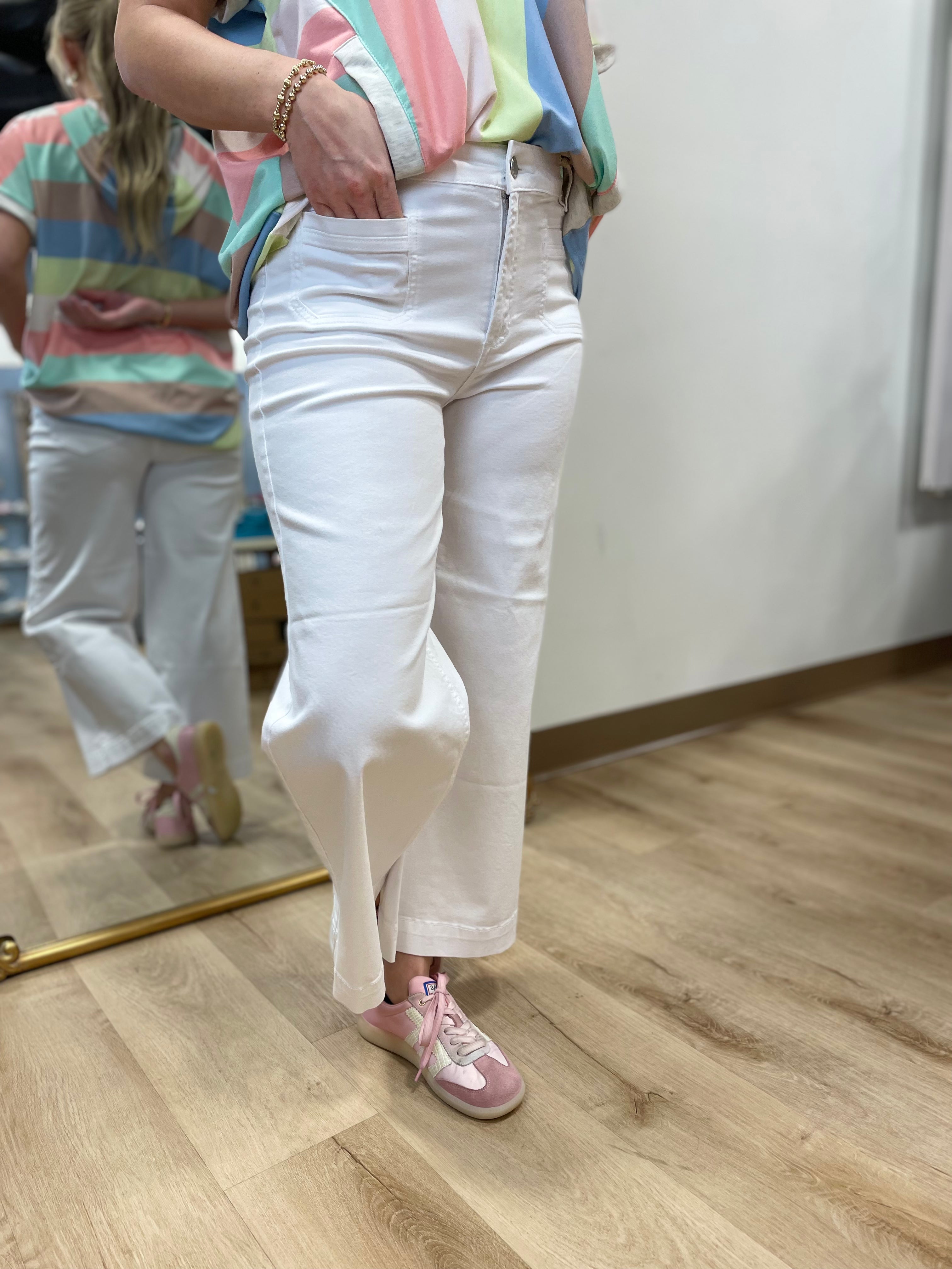 Charlie B Crop Flare Pant White