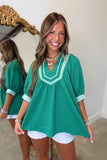 Umgee Textured Blouse Kelly Green