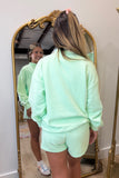 Lulu Mac Stitch Mockneck Terrycloth Top Mint