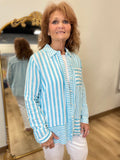 Multiples Roll Tab Shirt Turquoise