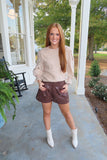 Sugar Cookie Lace Sleeve Crew Neck Sweater