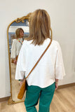 APNY Funnel Neck Sweater w Patch Pockets White