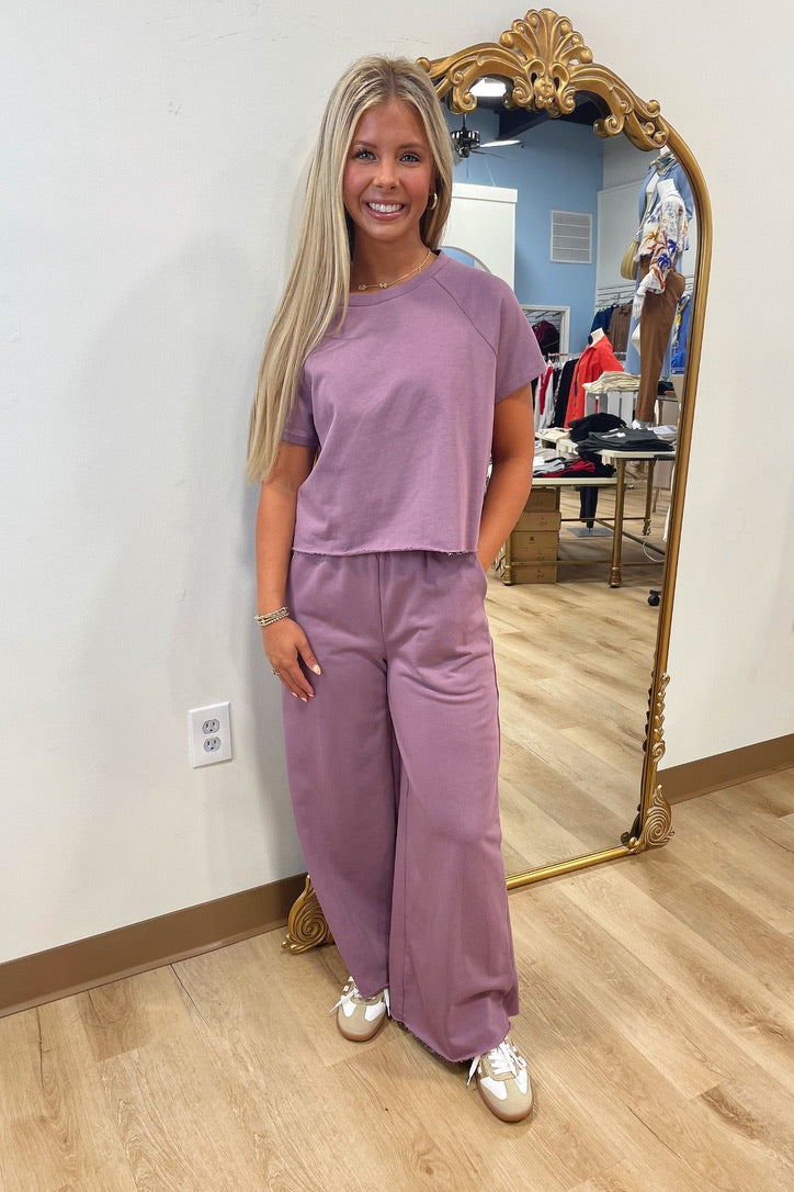 Tee & Wide Leg Set Mauve