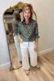 Boho Chic Printed Blouse Teal