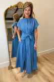 APNY Tie Front Dress Indigo