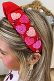 Valentine Beaded Headband Red