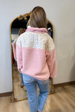 Floral Fleece Quilted Jacket Pink